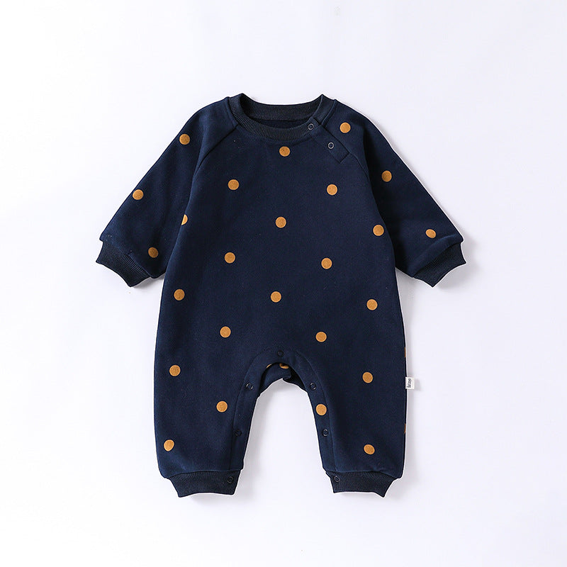 Autumn and Spring Arrival Baby Unisex Simple Pattern Long Sleeves Casual Thick Rompers