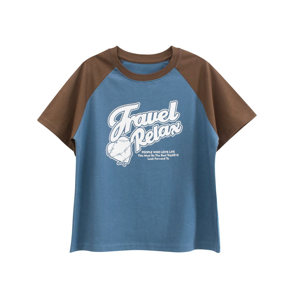 Boys’ Letters Pattern T-shirt in European and American Style