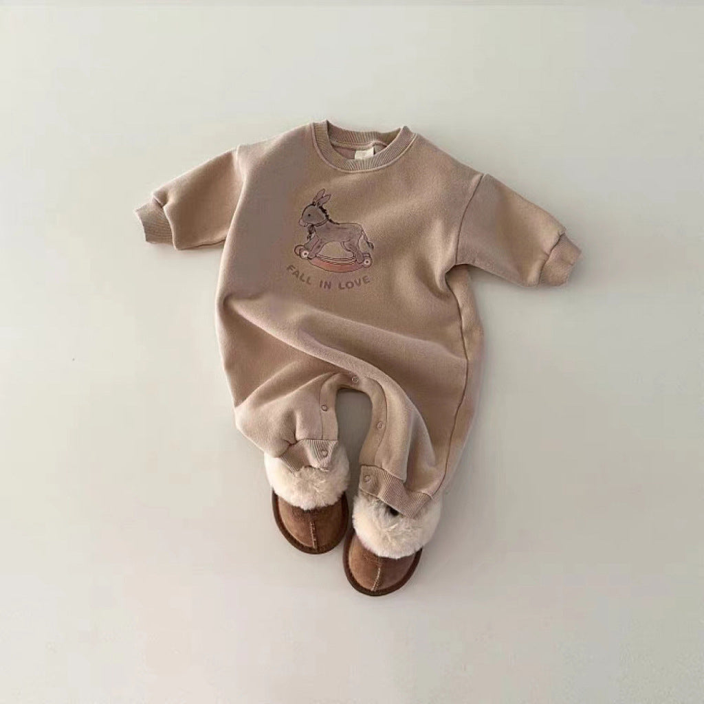 New Arrival Baby Cotton Donkey Cartoon Cozy Romper