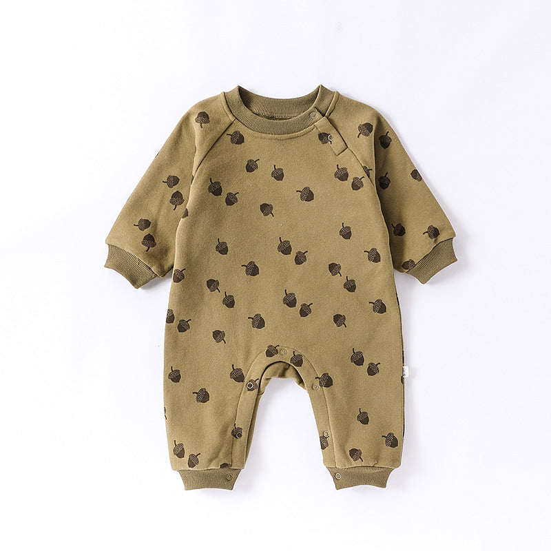 Autumn and Spring Arrival Baby Unisex Simple Pattern Long Sleeves Casual Thick Rompers