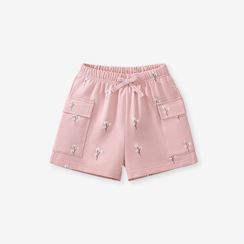 Summer Baby Kids Animals Cartoon Pattern T-shirt and Floral Shorts Clothing Set for Girls