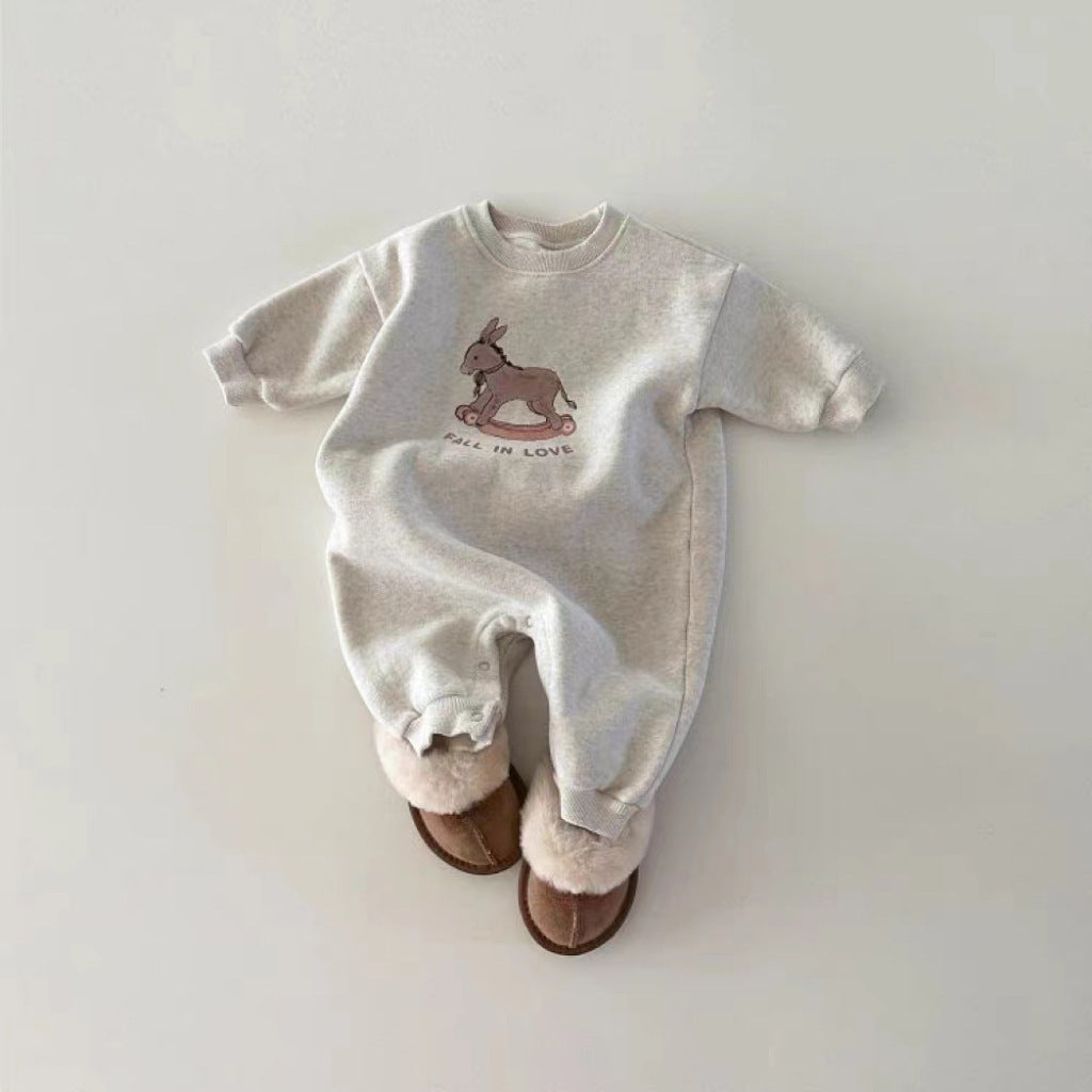 New Arrival Baby Cotton Donkey Cartoon Cozy Romper