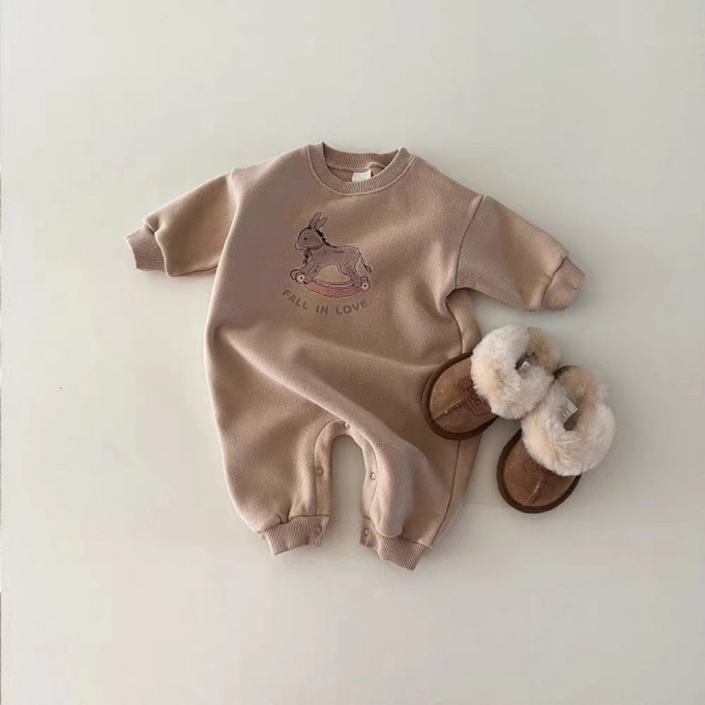 New Arrival Baby Cotton Donkey Cartoon Cozy Romper