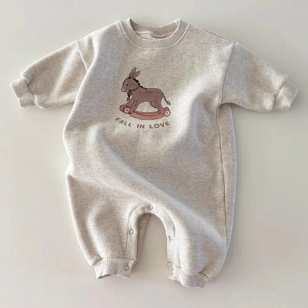 New Arrival Baby Cotton Donkey Cartoon Cozy Romper