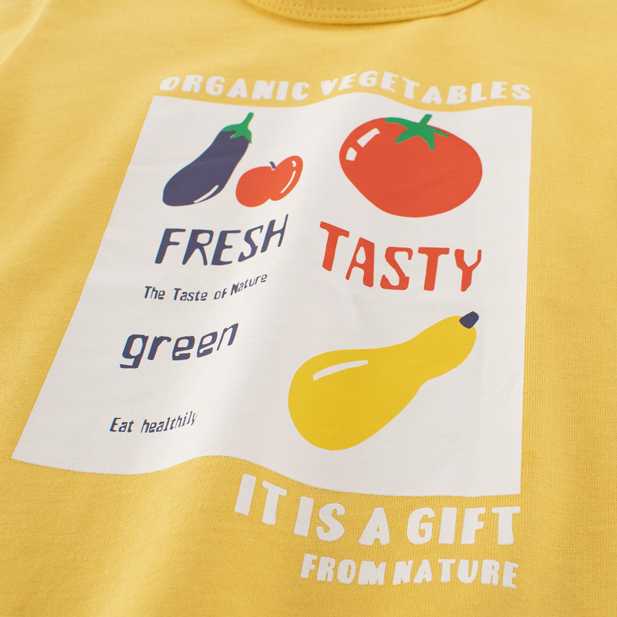 Summer Girls’ Fruits and Letters Pattern Printed T-shirt in European and American Style