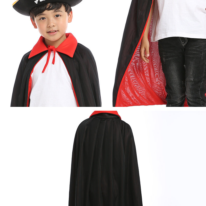 Halloween Pirate Cape Hats 3-Piece Sets, Cape, Hat, Eye Patch.