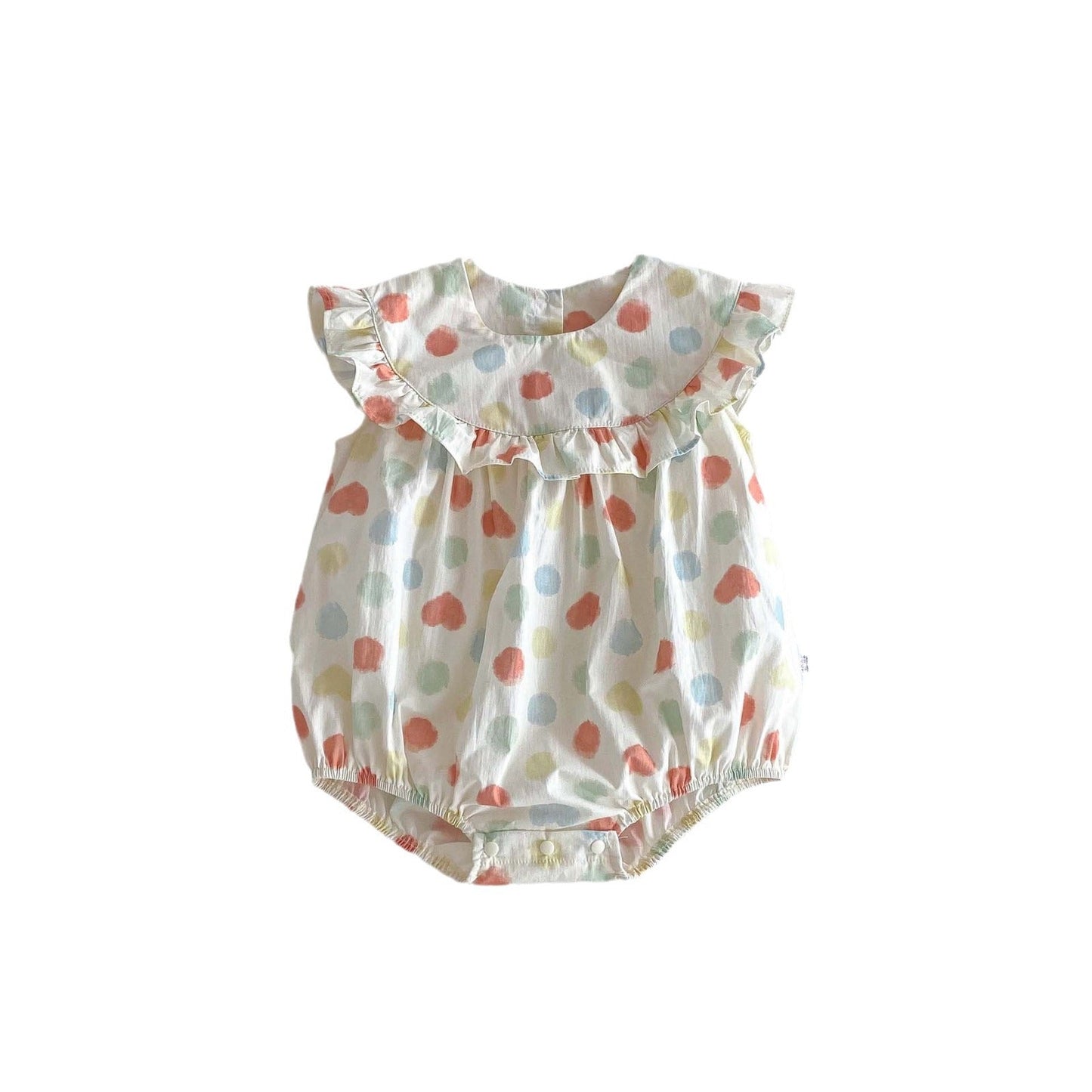Summer Hot Selling Baby Girls Sleeveless Crew Neck Colorful Polka Dots Onesie