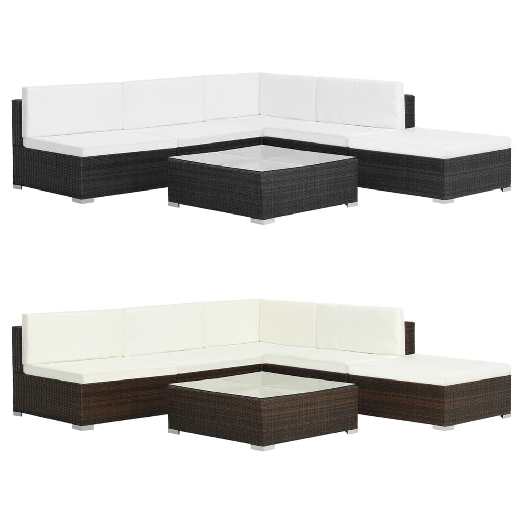 vidaXL Patio Furniture Set 6 Piece Outdoor Sofa with Coffee Table Poly Rattan