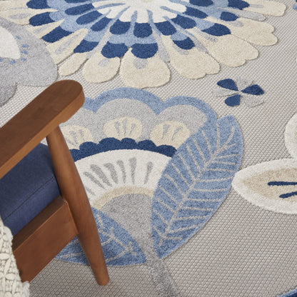 9' X 12' Blue And Gray Indoor Outdoor Area Rug