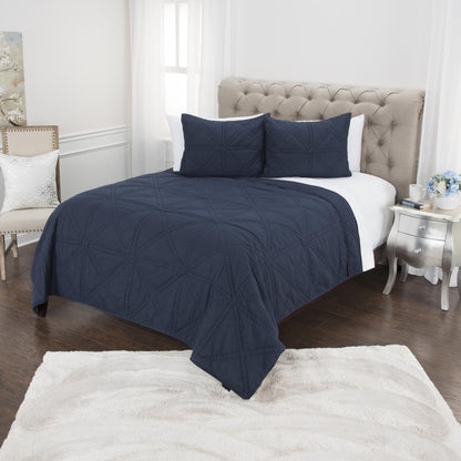 Set of Three Indigo Geometric King Quilt