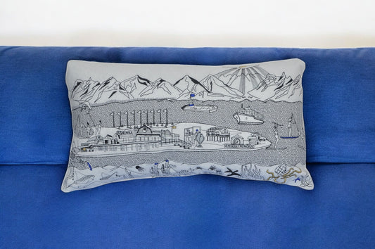 14" X 24" Cream Hometown Pride Wool Lumbar Throw Pillow