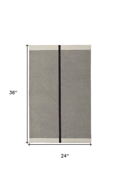 2' X 3' Black Gray And Taupe Abstract Geometric Hand Tufted Area Rug