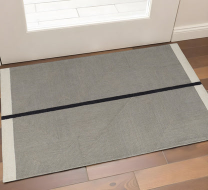 2' X 3' Black Gray And Taupe Abstract Geometric Hand Tufted Area Rug