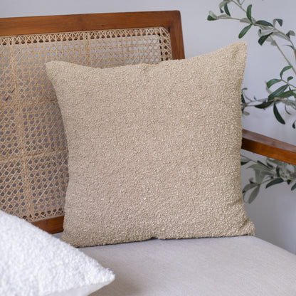 20" Taupe Throw Pillow With Shag