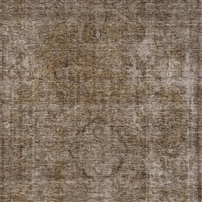 9' X 12' Brown And Beige Medallion Washable Indoor Outdoor Area Rug