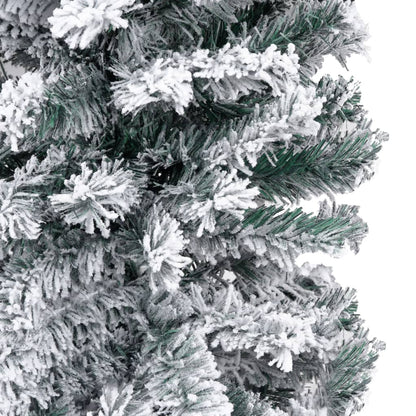 vidaXL Slim Artificial Christmas Tree with Flocked Snow Green 6 ft PVC
