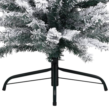 vidaXL Slim Artificial Christmas Tree with Flocked Snow Green 6 ft PVC