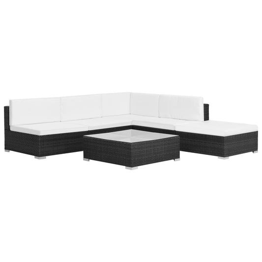 vidaXL Patio Furniture Set 6 Piece Outdoor Sofa with Coffee Table Poly Rattan