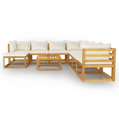 vidaXL 9 Piece Patio Lounge Set with Cushion Cream Solid Acacia Wood