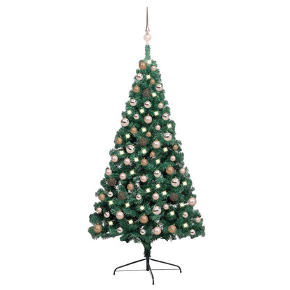 vidaXL Artificial Half Pre-lit Christmas Tree with Ball Set Party Decoration