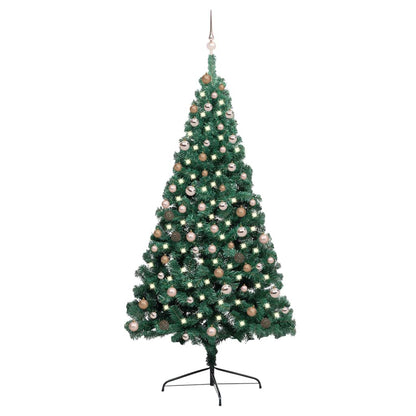 vidaXL Artificial Half Pre-lit Christmas Tree with Ball Set Party Decoration