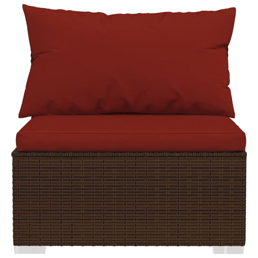 vidaXL 9 Piece Patio Lounge Set with Cushions Poly Rattan Brown