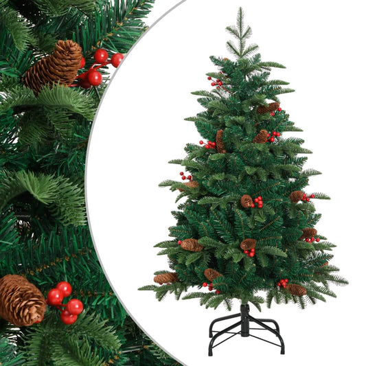 vidaXL Artificial Hinged Christmas Tree with Cones and Berries 59.1"