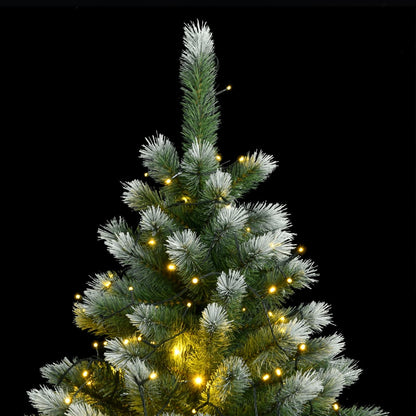 vidaXL Artificial Hinged Christmas Tree 300 LEDs & Flocked Snow 82.7"