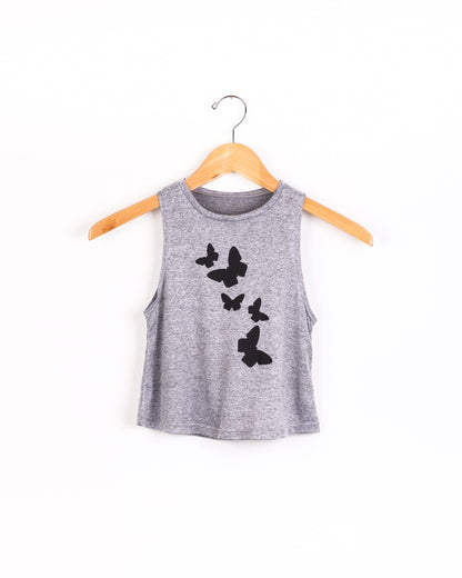 Butterflies Gray Tank