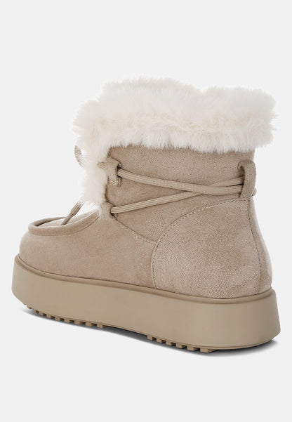 Bunting Faux Fur Collar Flatform Boots