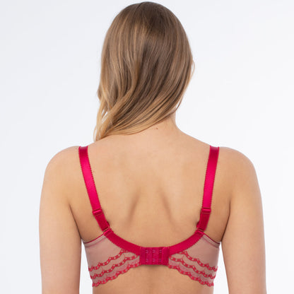 Sheer Mesh Embroidered Balconette Bra Daniela
