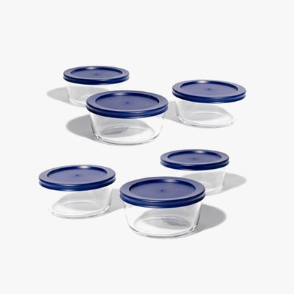Glass Food Storage Containers - 12 Piece 2 Cup Set (6 Containers + 6 Lids)