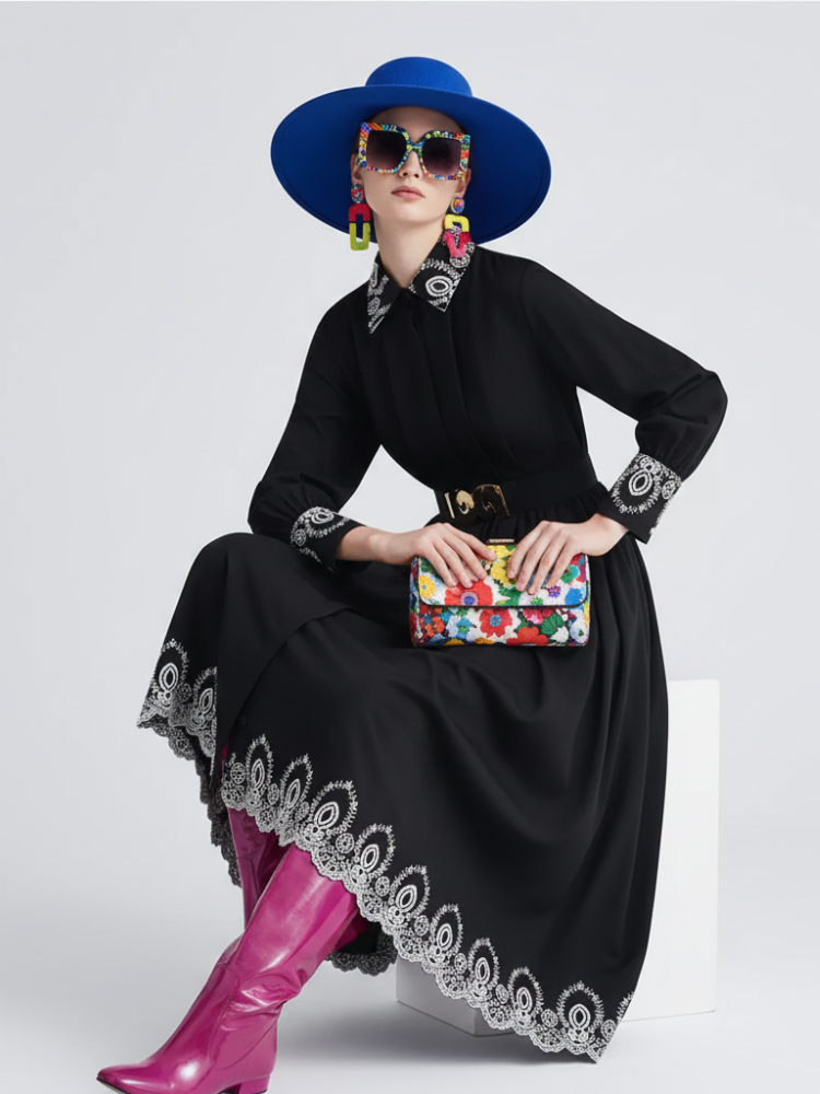 Elegant Embroidered Dress, Central Park | Women - BYMANYC ® New York-0