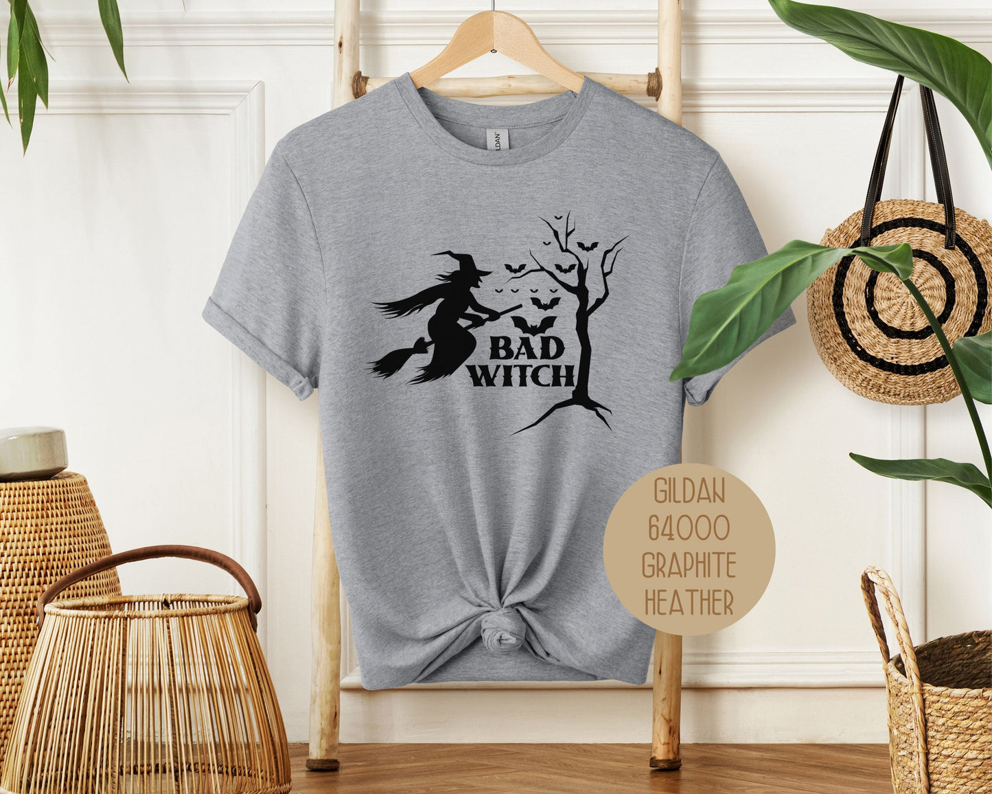 Bad Witch Halloween Bat Shirt-0