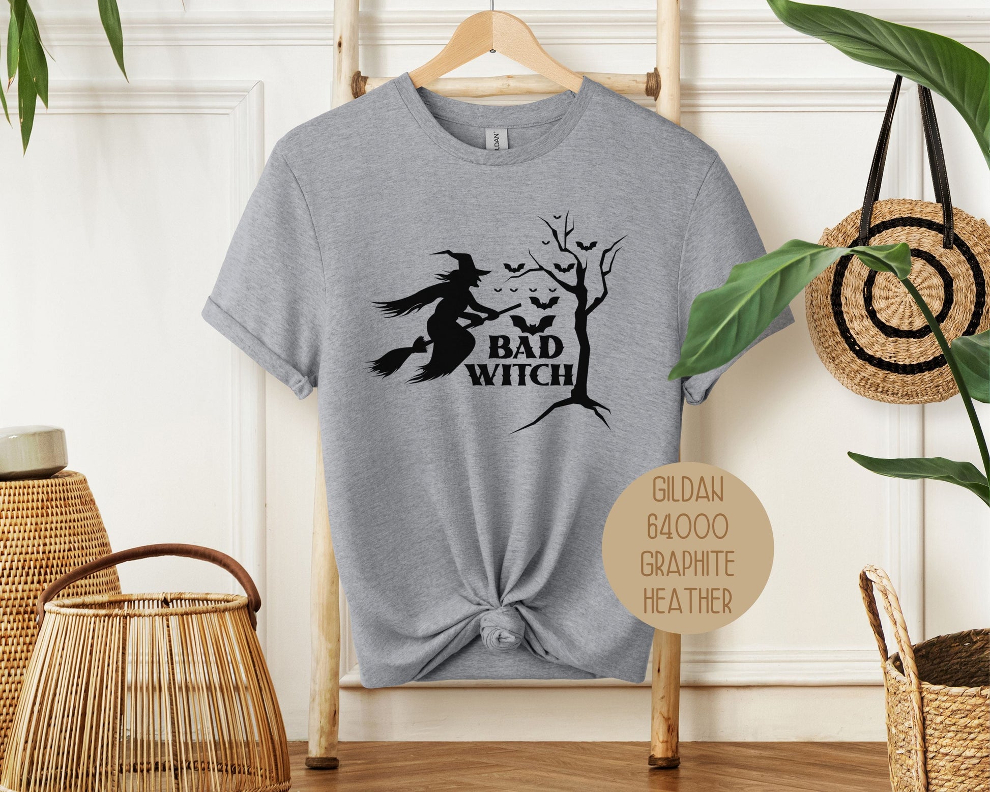 Bad Witch Halloween Bat Shirt-0