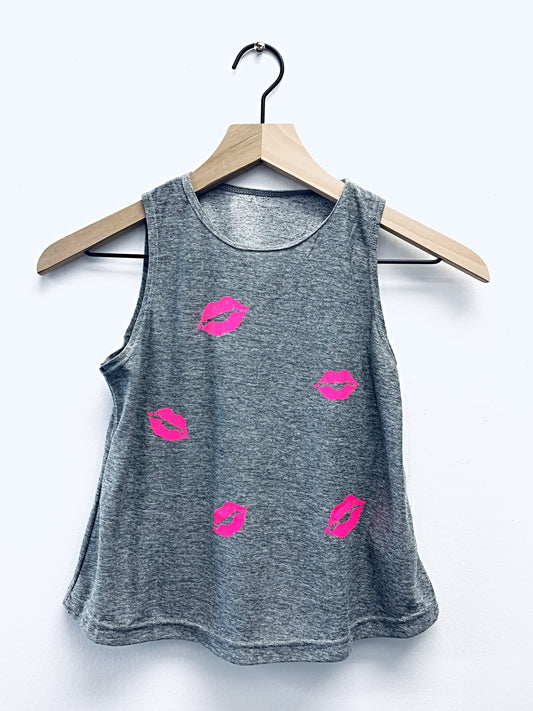 Kisses Hot Pink Grey Tank