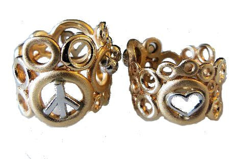 Peace, Love and Abundance Ring (Wide) 14K Gold with Diamonds