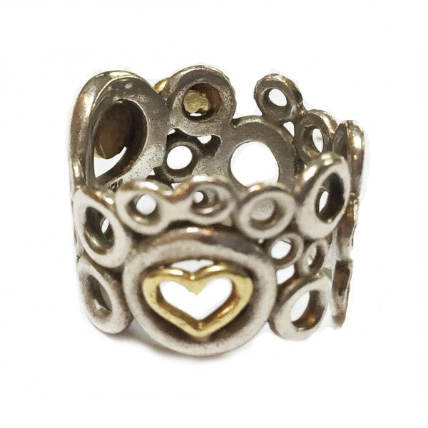 Peace, Love and Abundance Ring (Wide) 14K Gold with Diamonds