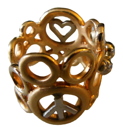 Peace, Love and Abundance Ring (Wide) 14K Gold with Diamonds