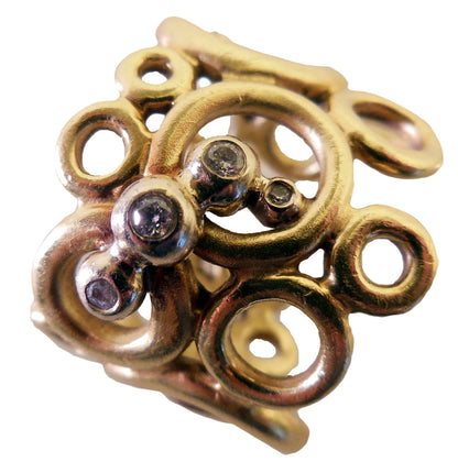 Peace, Love and Abundance Ring (Wide) 14K Gold with Diamonds