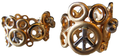 Peace, Love and Abundance Ring (Wide) 14K Gold with Diamonds