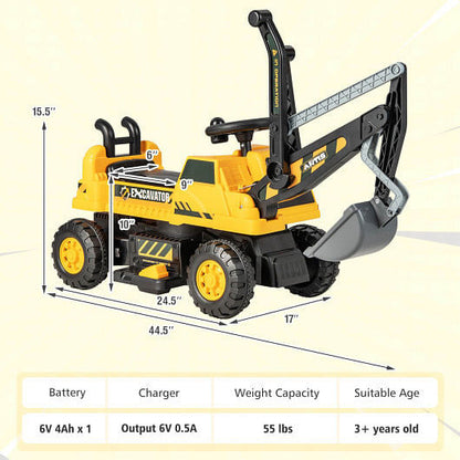 Kids ASTM Certificated Powered Ride On Bulldozer with Front Digger Shovel-Yellow