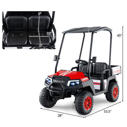 24V Kids Golf Cart 4WD 2-Seater Ride on Car with Storage Trunk and Horn-Black