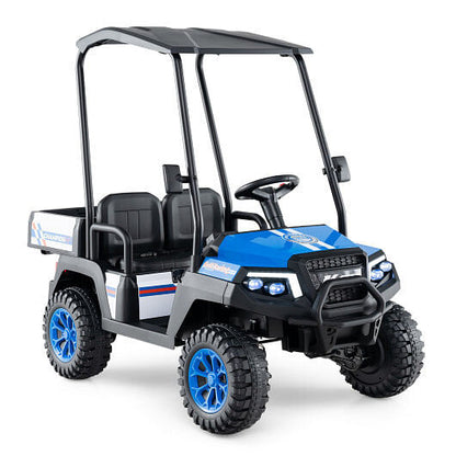 24V Kids Golf Cart 4WD 2-Seater Ride on Car with Storage Trunk and Horn-Black