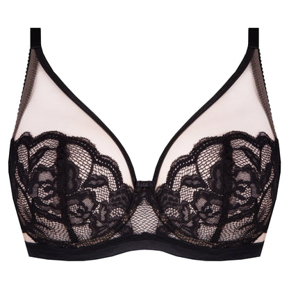 Sheer Mesh Lace Plunge Bra Carmella