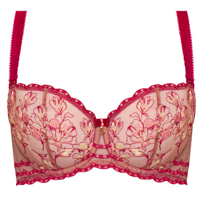 Sheer Mesh Embroidered Balconette Bra Daniela