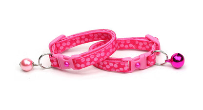 Pink Dots on Bright Pink Cat Collar