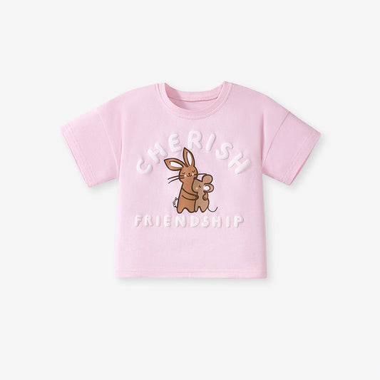 Summer Baby Kids Animals Cartoon Pattern T-shirt and Floral Shorts Clothing Set for Girls