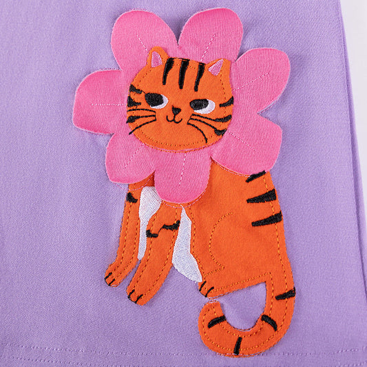 Autumn and Spring Arrival Cartoon and Striped Pattern Long Sleeves Dress for Stylish Girls