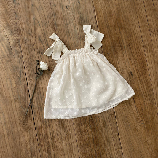 Summer Hot Selling Baby Kids Girls Sleeveless Flowers Jacquard Pattern Princess Dress
